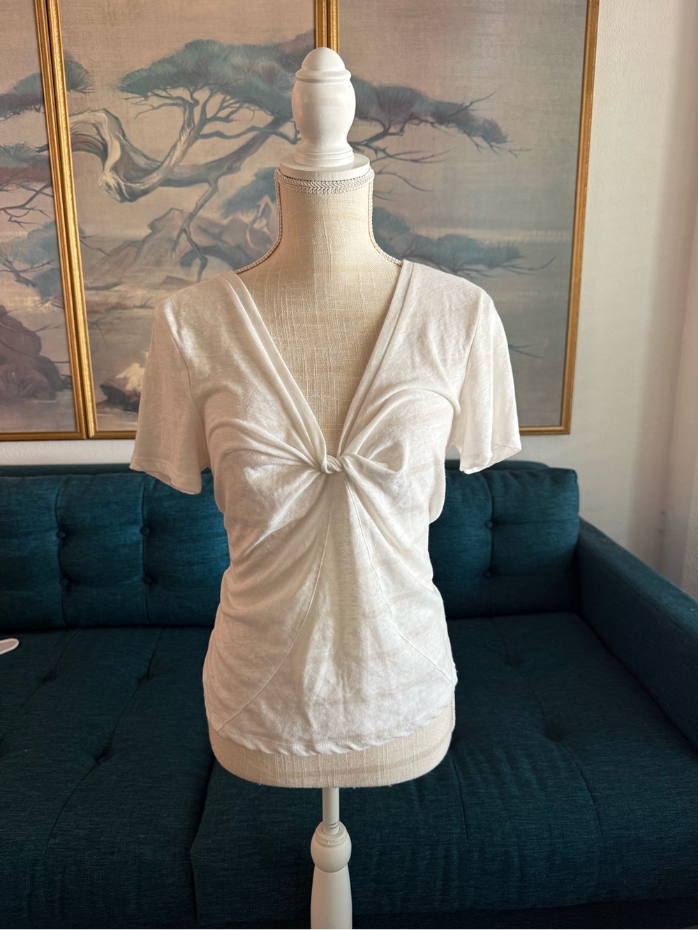a new day White Knot-Front Short Sleeve Tee